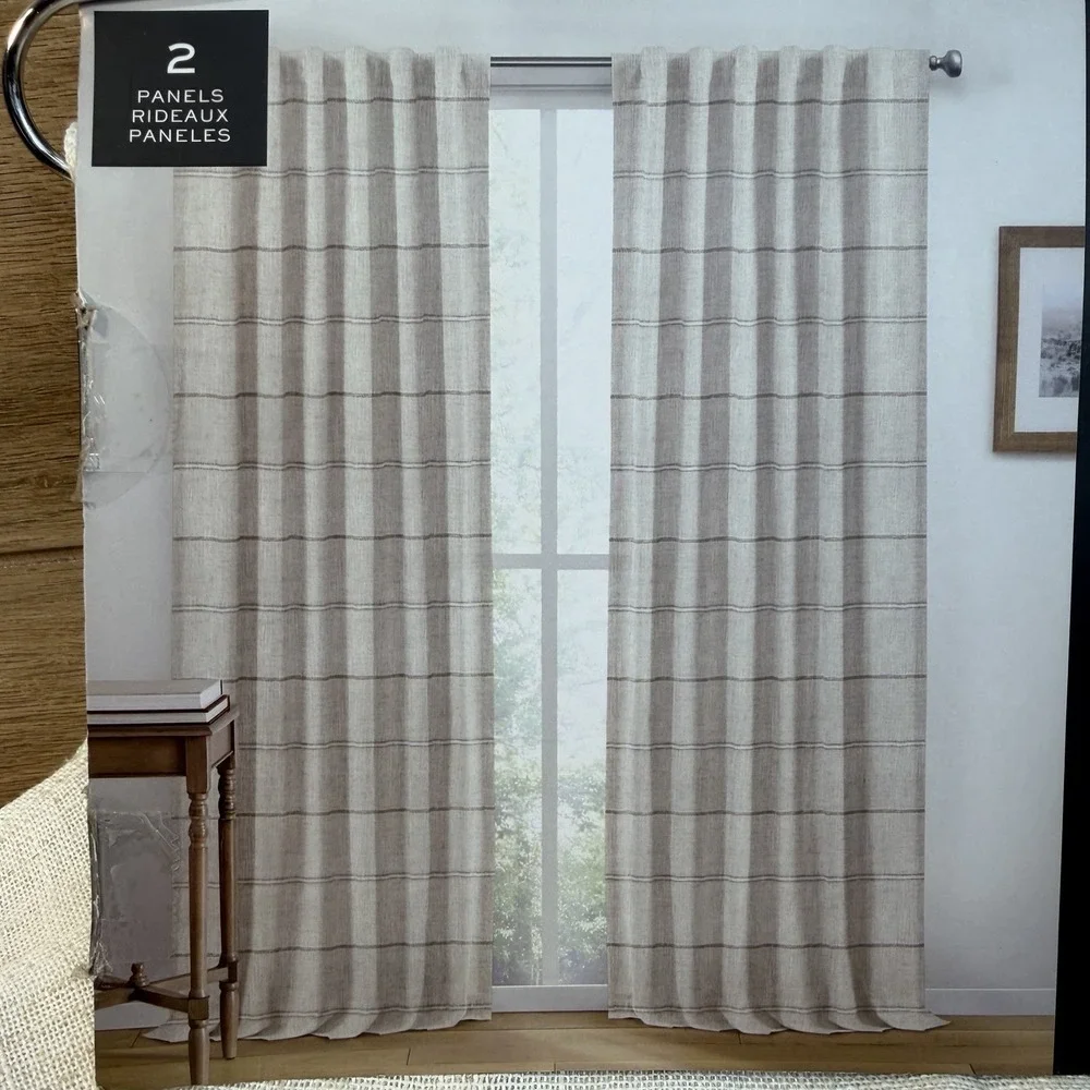 Ralph Lauren Window Curtains 2 Panels 54x96 Back Tab/Rod Linen Carlin Natural
